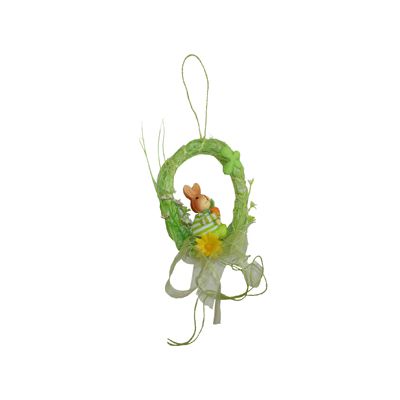 Coroniță cu iepuraș verde, 15 cm